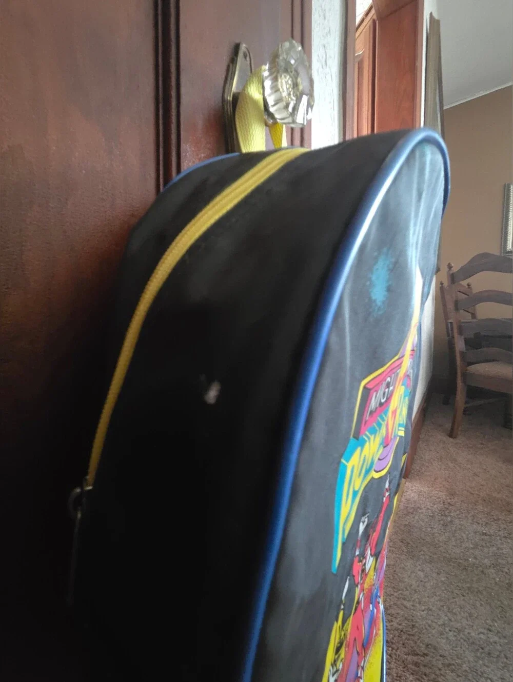 Vintage Power Ranger Kids Backpack - Black, Yellow, Red, Blue